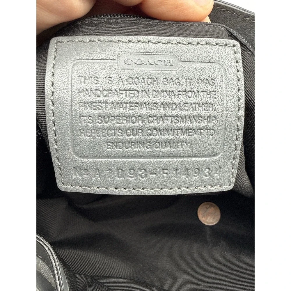 Coach‎ F14931 Signature Stripe Crossbody Bag Black Gray Canvas Leather 2010